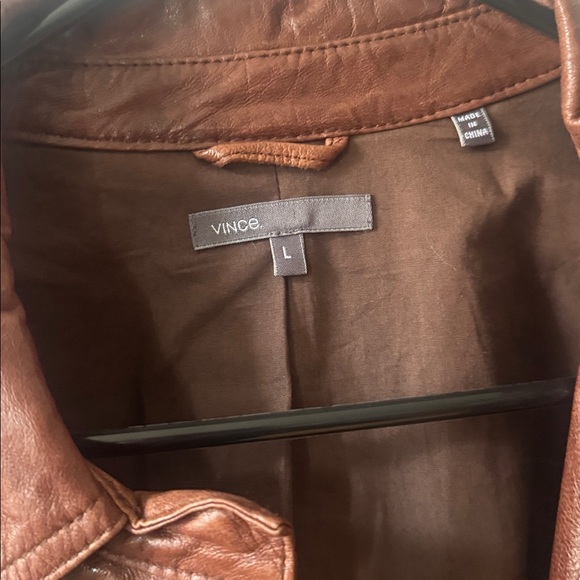 Vince Chestnut Leather Jacket - Picture 2 of 3